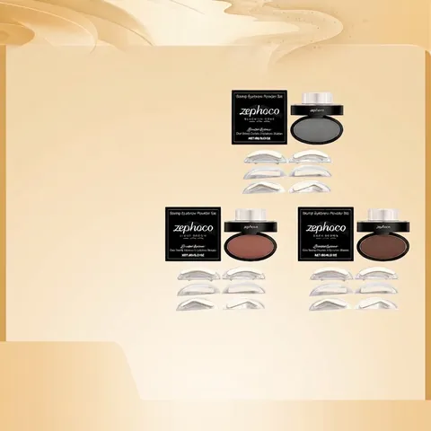 Zephoco Waterproof Eyebrow Stamp Kit Long Lasting Natural Eyebrow Powder With 3 Pairs Stencils For Women Makeup Daily Brow Tool