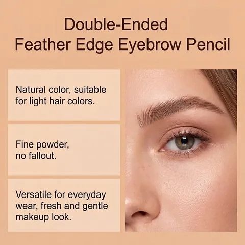 Zephoco Double-Ended Waterproof Eyebrow Pencil Natural Light Brown Long-Lasting Smudge-Proof Plastic Eye Makeup Brow Pen With Spoolie Brush