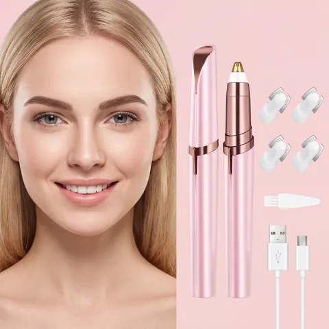Recortador de Cejas Eléctrico para Mujer Depiladora de Cejas Recargable Portátil Eliminador de Vello Facial Con Cabezales de Repuesto USB