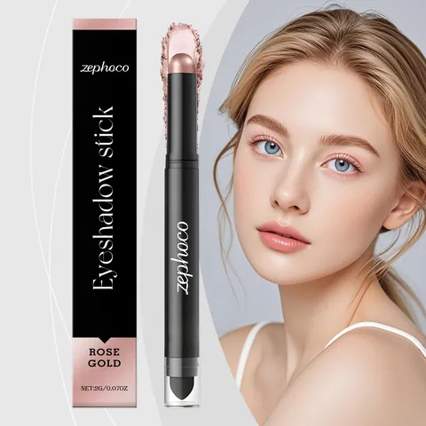 Rose Gold Shimmer Eyeshadow Stick Long Lasting Waterproof Eye Brightener Highlighter Makeup Pen For Women Daily Professional Use