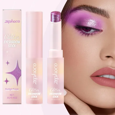 ZEPHOCO Sternenlicht Lila Glitzer Lidschatten Stift Wasserfest Langanhaltend Schimmer Lidschatten Stift Damen Make Up Kosmetik
