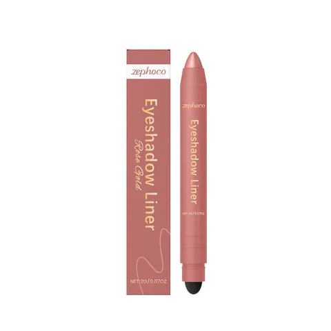 Zephoco Two-In-One Eyeshadow Eyeliner Pen Rose Gold Pearlescent Smooth Waterproof Long-Lasting Eye Makeup Tool With Blender