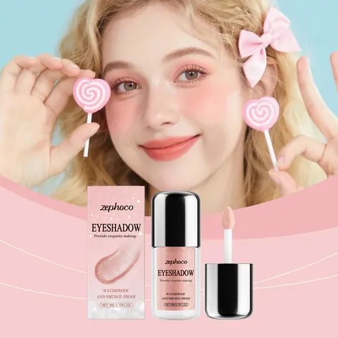 Zephoco Schimmernder Flüssiger Lidschatten Nude Rosa Glitzer Lidschatten Wasserfest Langanhaltend Schnelltrocknend Wischfest Makeup Für Damen