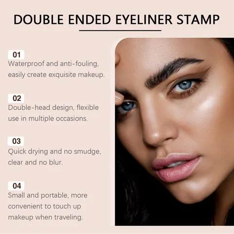 Zephoco Double Ended Waterproof Eyeliner Stamp Pen Quick Dry Smudgeproof Winged Eye Liner Makeup Pen For Women Black Brown