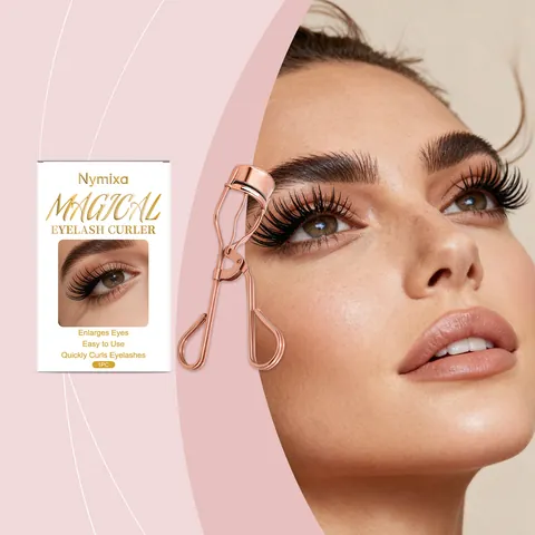 Rizador de Pestañas Profesional de Acero Oro Rosa Herramienta de Maquillaje Portátil para Rizos Naturales de Larga Duración