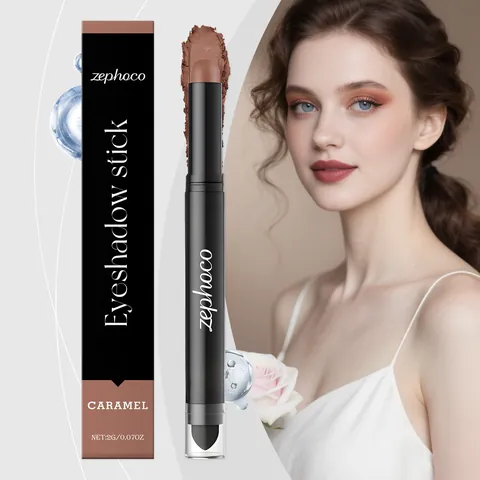Zephoco Ombre à Paupières en Bâton Caramel Double Embout Imperméable Longue Durée Illuminateur Maquillage Yeux Bâton Cosmétique Femme