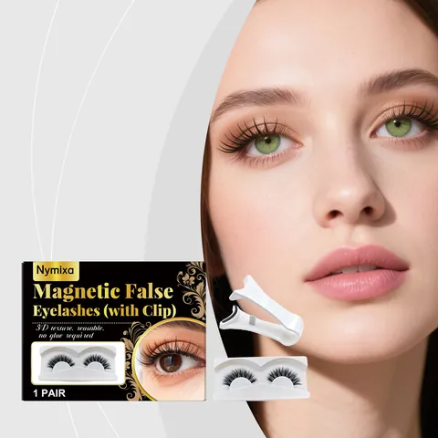 Nymixa Magnetische Falsche Wimpern Set Mit Applikator Werkzeug 3D Natürlicher Look Wiederverwendbar Kleberfreie Wimpern