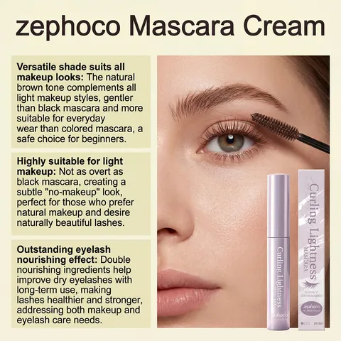 Zephoco Brun Bouclage Légèreté Mascara Imperméable Naturel Longue Durée Maquillage Des Yeux Pour Femme Quotidien Beauté Outils