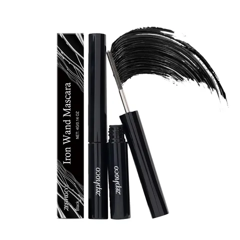 Zephoco Iron Wand Mascara Black Waterproof Long Lasting Curling Natural Extension Smudgeproof Eye Makeup For Women