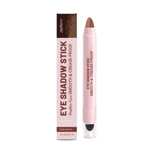 Zephoco Shimmering Creamy Eyeshadow Stick Dark Brown Dual Ended Smooth Long Lasting Waterproof Eye Shadow Pencil For Women Daily Makeup