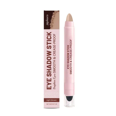 Matte Eyeshadow Stick Light Brown Dual-Ended Cream Eye Shadow Pen Smooth Crease-Proof Long Lasting Daily Makeup For Women