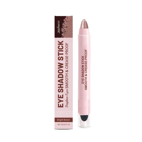 Zephoco Brun Brillant Bâton d'Ombre à Paupières Scintillant Imperméable Longue Durée Stylo Yeux Lisse Avec Éponge Maquillage Professionnel Femmes
