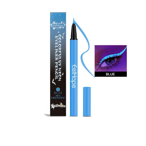 EELHOPE Halloween Neon UV Liquid Eyeliner Blue Glow in the Dark Waterproof Smudge-proof Fluorescent Eye Liner Makeup