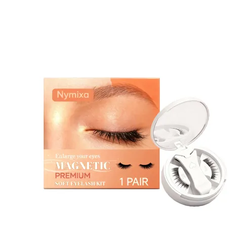 Nymixa Kit Ciglia Finte Magnetiche Naturali Ricce Leggere Riutilizzabili In Fibra Con Custodia E Applicatore Per Donna