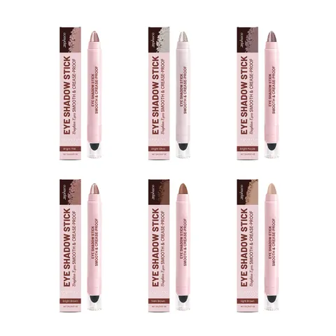 Zephoco Shimmering Cream Eyeshadow Stick Waterproof Long Lasting Crystal Glitter Eyeshadow Pen with Smudger Women Makeup
