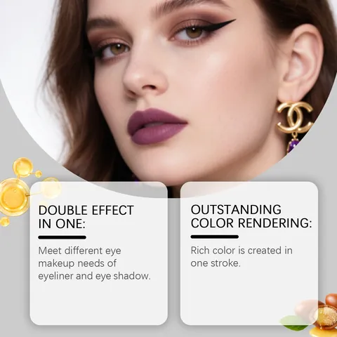 Black 2-in-1 Eyeshadow Eyeliner Pencil Waterproof Long-lasting Smudge-proof Smooth Dual-ended Eye Makeup Pen For Women 2g
