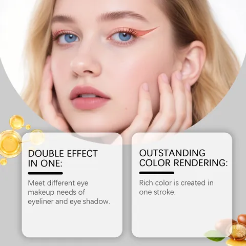 Zephoco Two-In-One Eyeshadow Eyeliner Pen Rose Gold Pearlescent Smooth Waterproof Long-Lasting Eye Makeup Tool With Blender