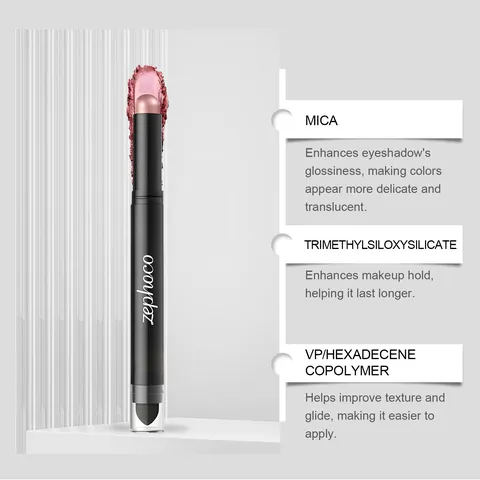 Zephoco Rose Gold Eyeshadow Stick Dual Ended With Blending Brush Waterproof Long Lasting Shimmer Metallic Eye Makeup For Women