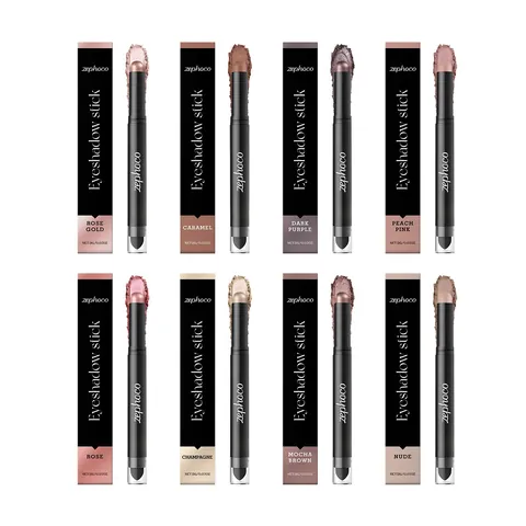 zephoco Ombretto in Stick a Lunga Durata Brillante Opaco Matita Ombretto a Doppia Estremità Con Pennello Sfuminato Trucco Occhi Impermeabile Donna