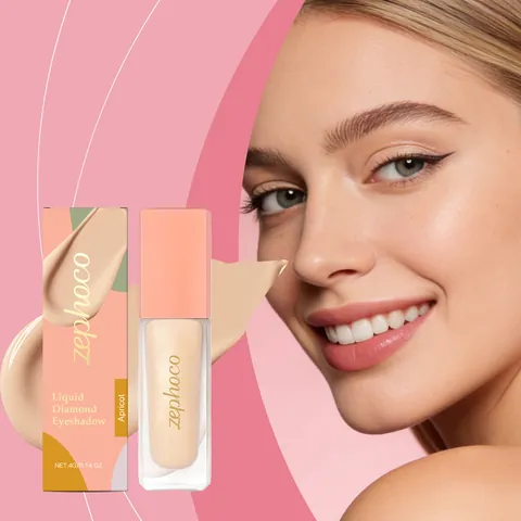 Aprikose Flüssig Diamant Lidschatten Perlmutt Schimmer Natürlich Langanhaltend Wasserdicht Augen Make-up Für Party Damen