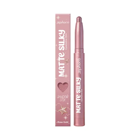 Zephoco Matte Silky Eyeshadow Stick Rose Gold Waterproof Long Lasting Smooth Eye Shadow Pen Daily Makeup For Women