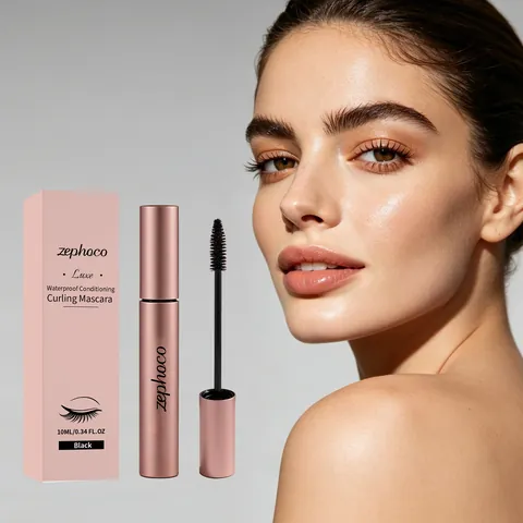 Black Waterproof Curling Mascara With Dense Long Lasting Formula Rose Gold Tube Eye Makeup For Daily Commuting Women Beauty