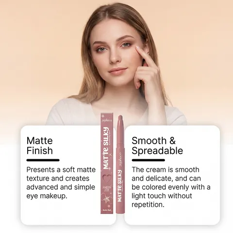 Zephoco Matte Silky Eyeshadow Stick Waterproof Long Lasting Eye Shadow Pencil Smooth Creamy Crayon For Women Makeup Cosmetic