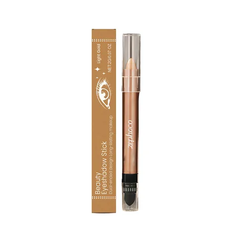 Ombre à Paupières en Bâton à Double Extrémité Or Clair Scintillement Étoilé Nacré Bâton de Maquillage Longue Tenue Femmes