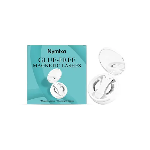 Nymixa Magnetic Eyelashes Set Glue-Free Natural Curly Lightweight Chemical Fiber False Lashes With Mirror Case And Applicator