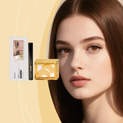 EELHOE Wimpernpflegeserum Set Mit Goldenen Augenmasken Milde Formel Für Längere Dichtere Wimpern Tägliches Augenpflege Kit