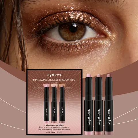 Zephoco Set di 3 Matite per Ombretto Cremoso Rose Meringue Strapless Wild Rose Brillante a Lunga Durata Donna Bellezza Trucco