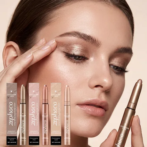 Zephoco Schimmer Nude Lidschattenstift Wischfest Champagnerbraun Pink Gold Cremiger Lidschatten Stift Für Damen Daily Makeup
