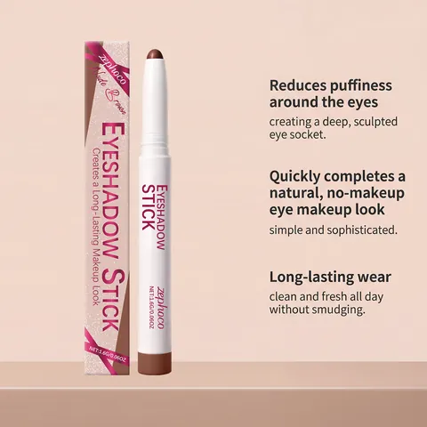 Zephoco Nude Brown Eyeshadow Stick Silky Matte Texture Waterproof Long Lasting Natural Nude Eye Contour Shadow Pen For Women Daily Makeup
