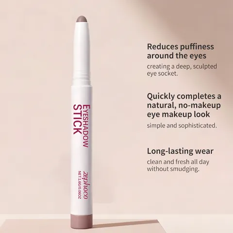 Zephoco Pinkish Brown Eyeshadow Stick Silky Soft Matte Finish Eye Makeup Pen For Natural Daily Look Long Lasting Eye Shadow