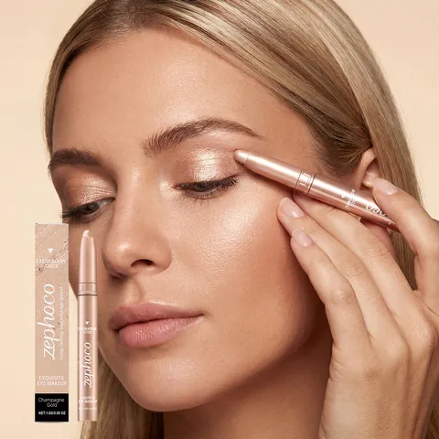 Zephoco Perlmutt Lidschattenstift Champagnergold Langanhaltend Wischfest Schimmer Cremig Augen Schatten Stift Damen Make-up