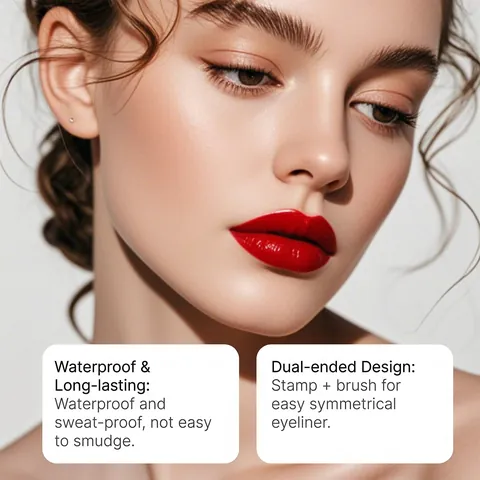 Zephoco Brown Double Ended Eyeliner Stamp Pen Waterproof Smudge Proof Smooth Liquid Eye Liner Pen Makeup Tool For Women