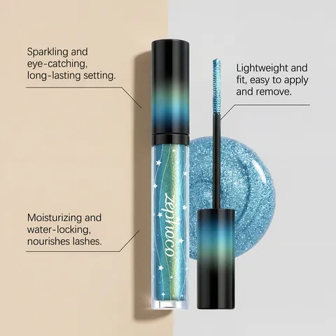 Zephoco Glitter Mascara Trucco Occhi Brillante Mascara Incurvante Naturale a Lunga Durata Per Bellezza Quotidiana Donna