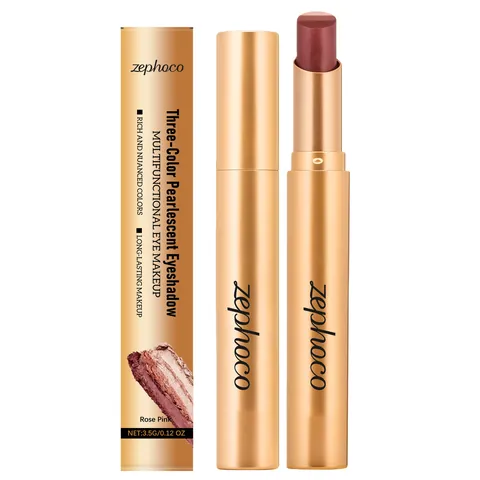 Drei Farben Perlmutt Lidschattenstift Schimmer Rose Pink Gradient Lidschatten Stift Wasserdicht Langanhaltendes Augen Make-up