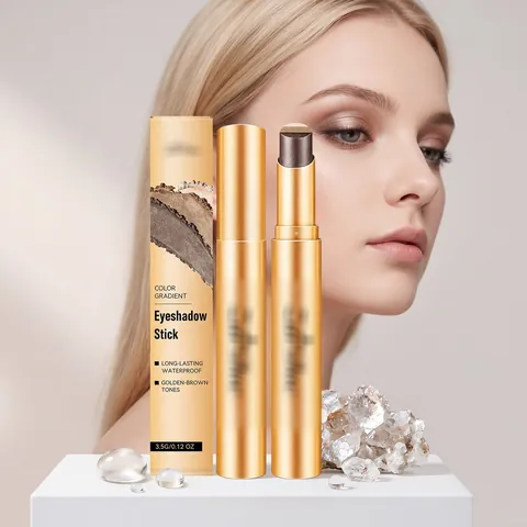 Shimmer Gradient Eyeshadow Stick Long Lasting Waterproof Earth Tone Golden Brown Eye Makeup Stick For Women Daily Cosmetic