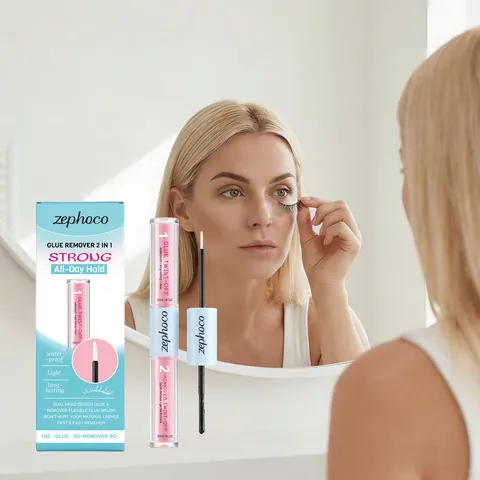 zephoco 2-in-1 Falsche Wimpern Kleber Und Entferner Doppelköpfig Wasserdicht Langanhaltender Kleber Transparentes Gel Make-up