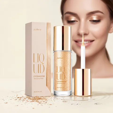 Champagne Gold Glitter Liquid Eyeshadow Mica Shimmer High Pigment Waterproof Long Lasting Sparkle Eye Highlighter Makeup