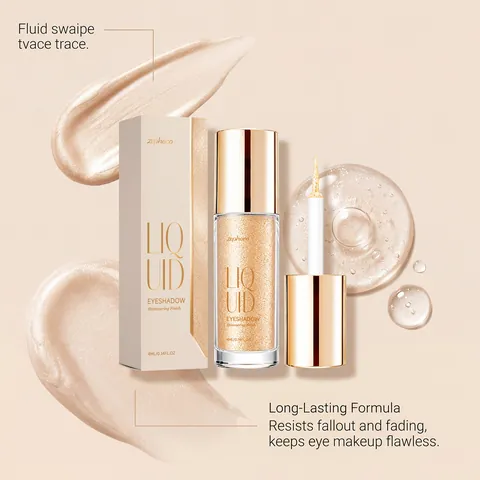 Champagne Gold Glitter Liquid Eyeshadow Mica Shimmer High Pigment Waterproof Long Lasting Sparkle Eye Highlighter Makeup