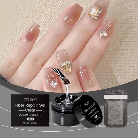 Fiber Repair Gel Νυχιών Διαφανές Σταθερό Συγκολλητικό για Τεχνητά Νύχια Επαγγελματική Κόλλα Επισκευής Νυχιών με UV LED