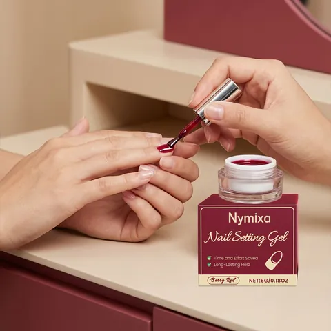 Nymixa Berry Red Nail Setting Gel Professional DIY Jelly Polish For Manicure Salon Home Use No Filing Needed