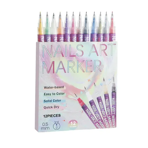 Juego de Rotuladores de Nail Art DIY Profesionales Multicolor Punta Fina a Base de Agua Secado Rápido Bolígrafos de Graffiti