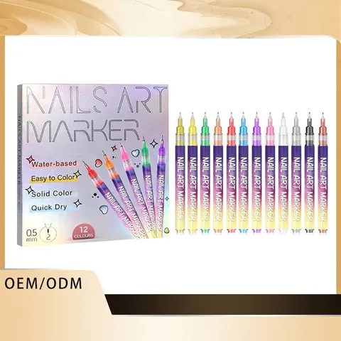 Set de 12 Rotuladores para Uñas DIY Base de Agua Secado Rápido Punta Fina 0.5mm Plumas de Pintura para Decoración de Manicura