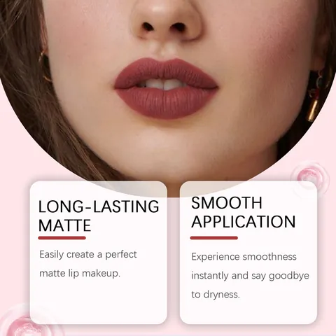 ZEPHOCO True Red Matte Lip Glaze Waterproof Non-Stick Long Lasting Velvet Lip Gloss For Women Makeup