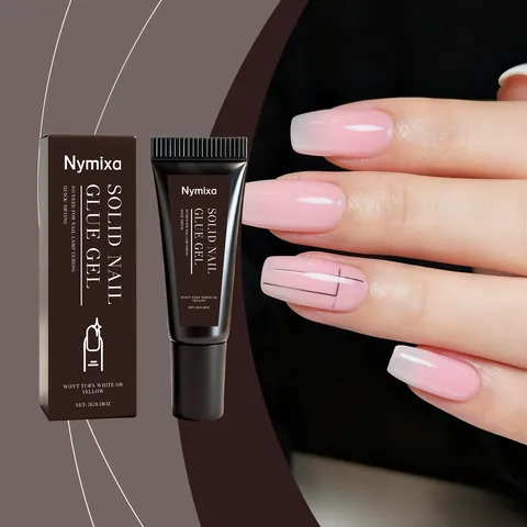 Nymixa Solid Nail Glue Gel 5g No UV Lamp Required Fast Air Dry Strong Adhesion Nail Art Adhesive Glue For Nail Tips Manicure Care