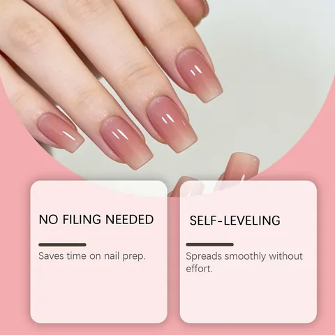 Nymixa Gel de Uñas Rosa Carne Jelly Autonivelante LED UV Curado Brillante Liso Nail Art Extensión Gel para Mujeres 5g