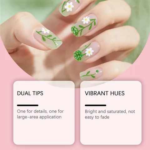 Juego de 12 Rotuladores de Arte de Uñas de Doble Punta Bolígrafos de Manicura DIY Pintura a Mano Acrílico Impermeable